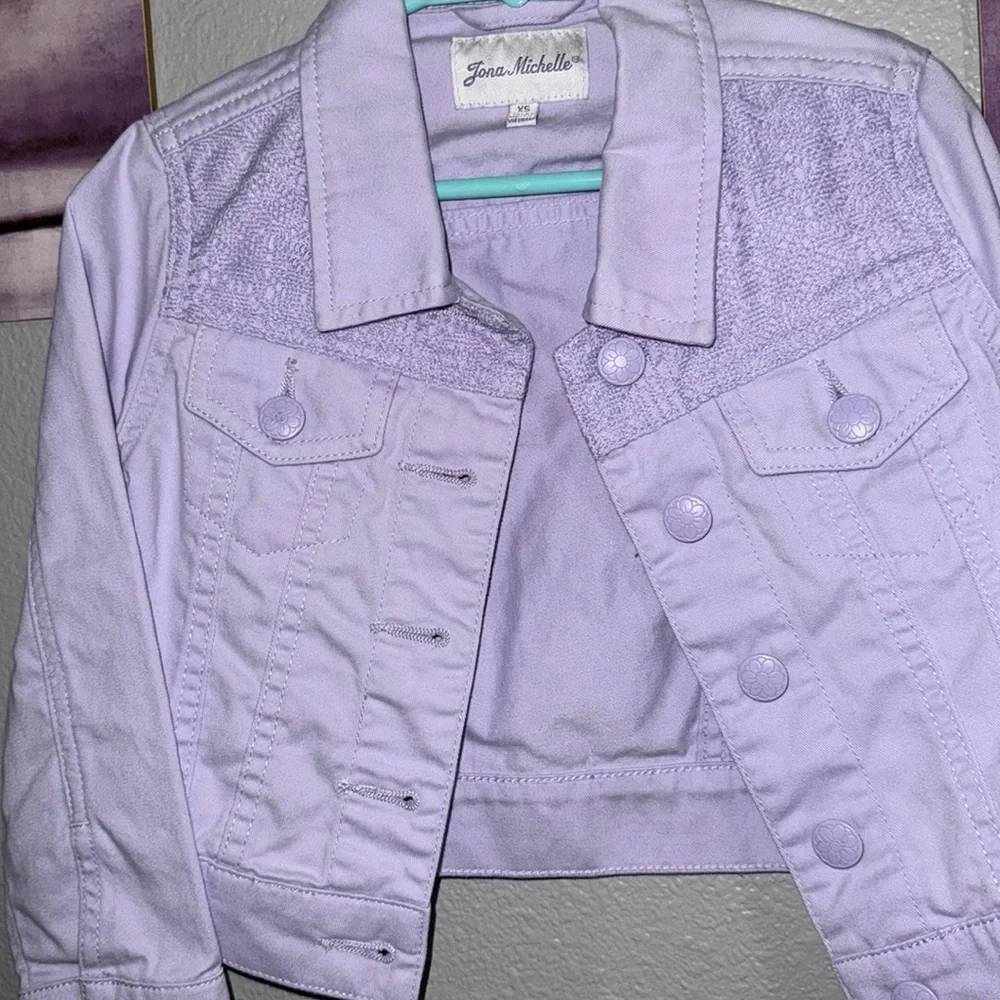 Jona Michelle Toddler Denim Jean Jacket soft purple lavender XS 3t/4t like new - Picture 5 of 7